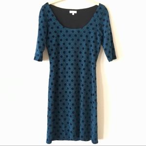 Anthropologie Weston Teal heather polka dot